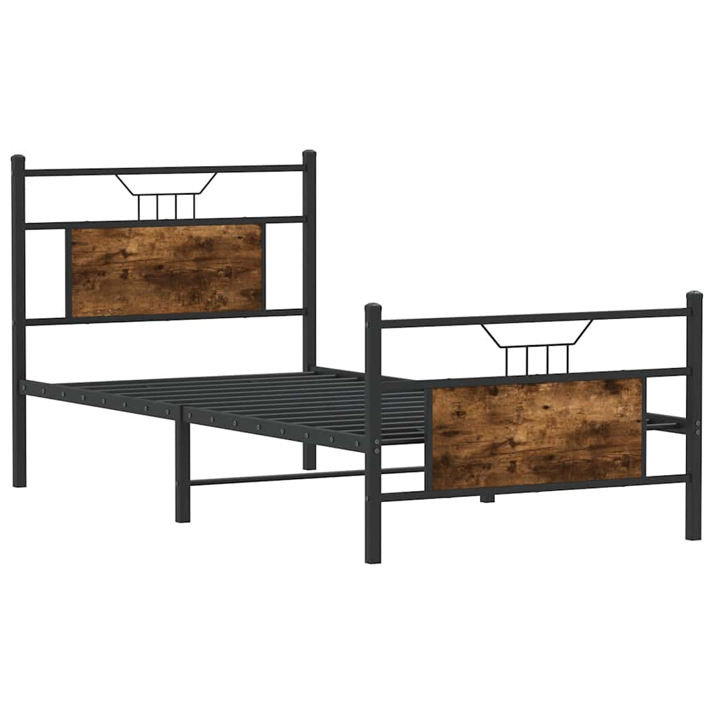 Bed frame without mattress smoked oak 75x190 cm wood material