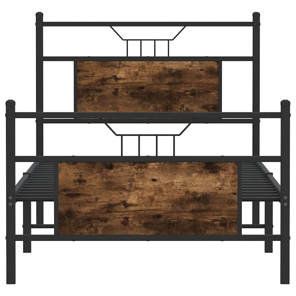 Bed frame without mattress smoked oak 75x190 cm wood material