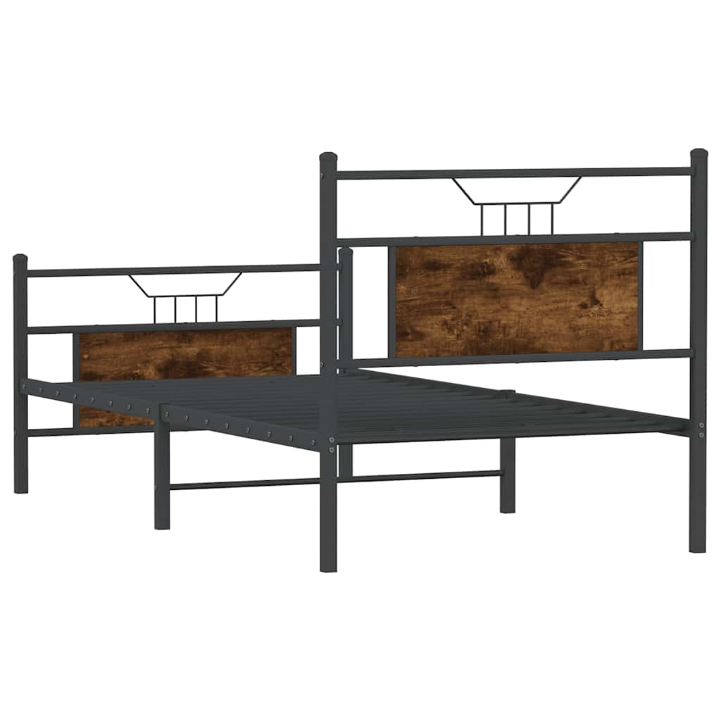 Bed frame without mattress smoked oak 75x190 cm wood material