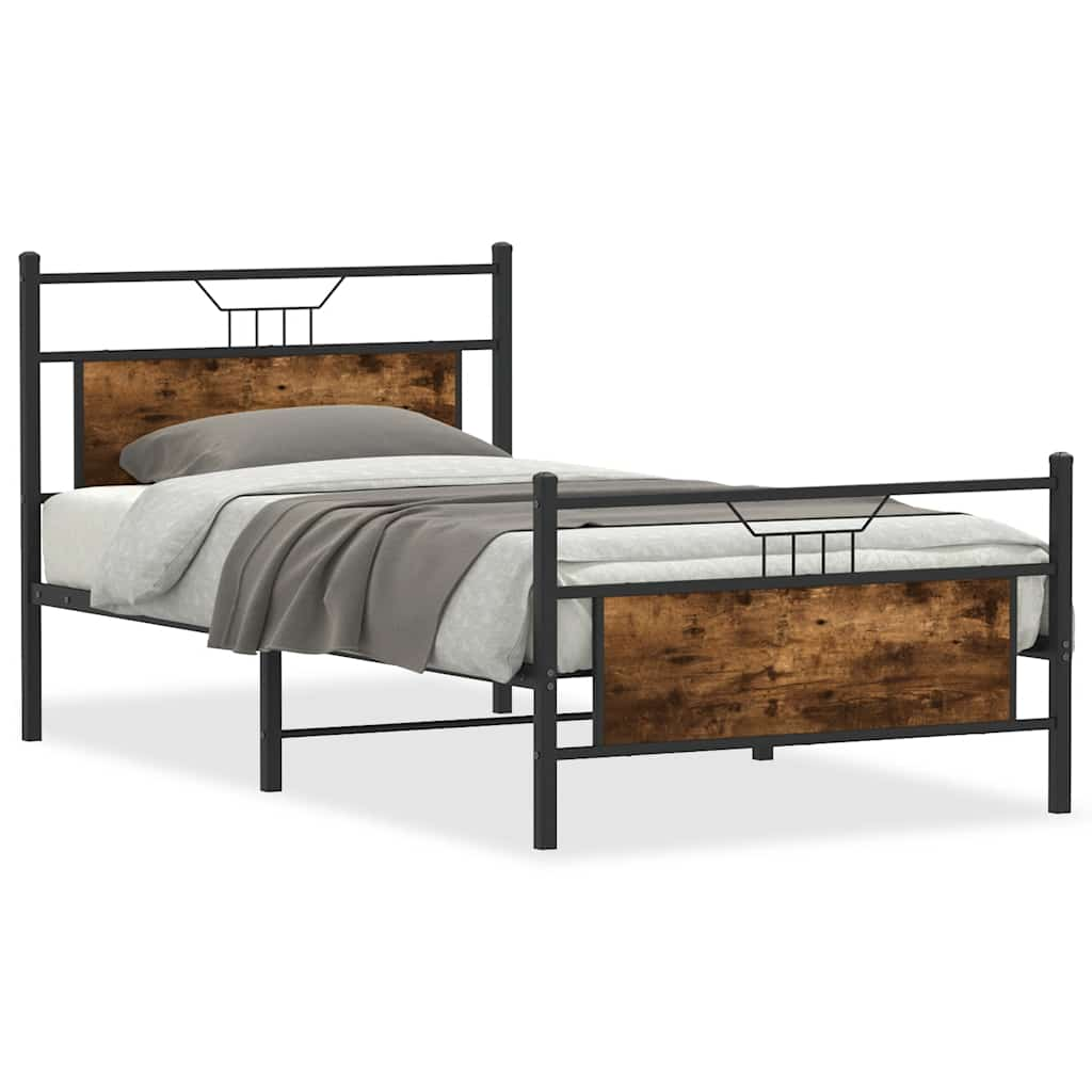 Bed frame without mattress smoked oak 100x190 cm wood material