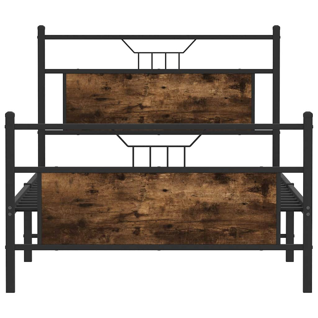 Bed frame without mattress smoked oak 100x190 cm wood material