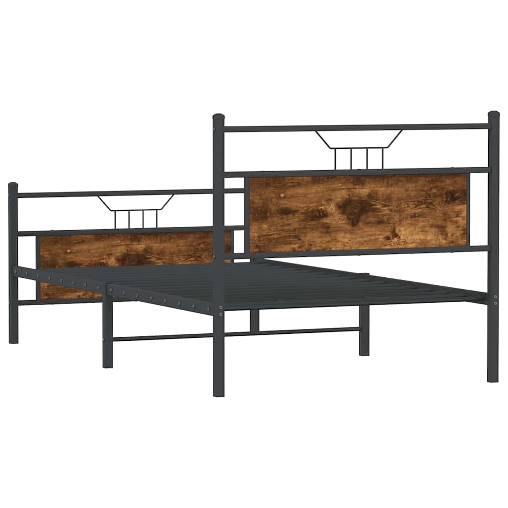 Bed frame without mattress smoked oak 100x190 cm wood material