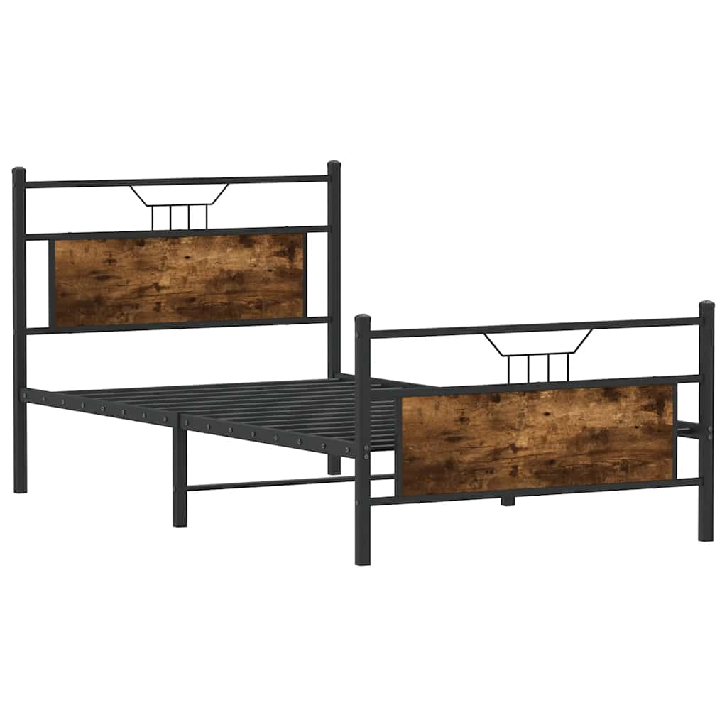 Bed frame without mattress smoked oak 100x200 cm wood material