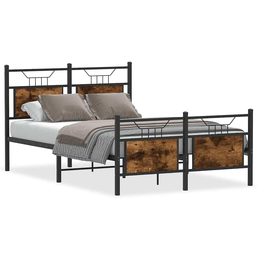 Bed frame without mattress smoked oak 120x190 cm wood material