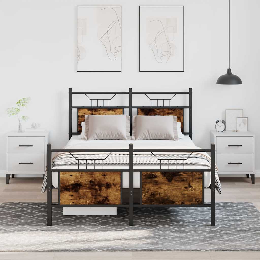 Bed frame without mattress smoked oak 120x190 cm wood material