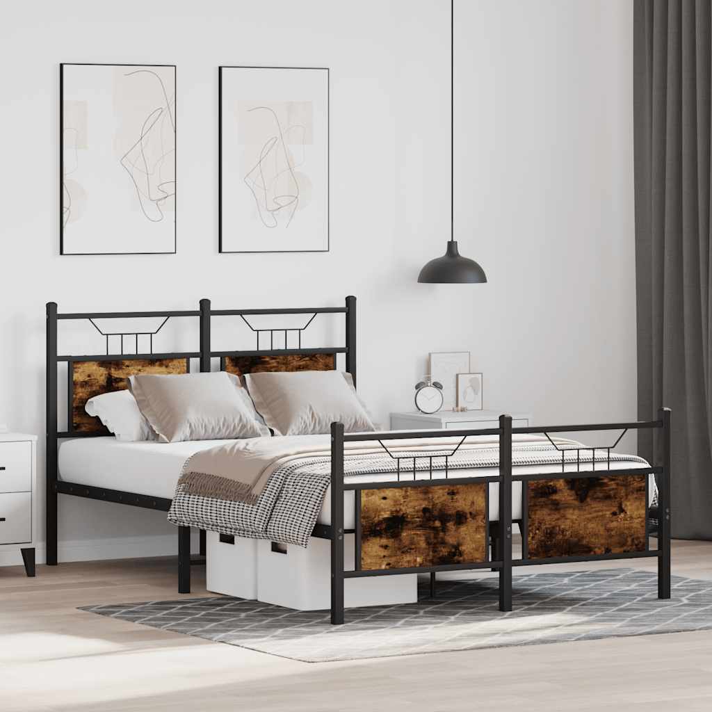 Bed frame without mattress smoked oak 120x200 cm wood material