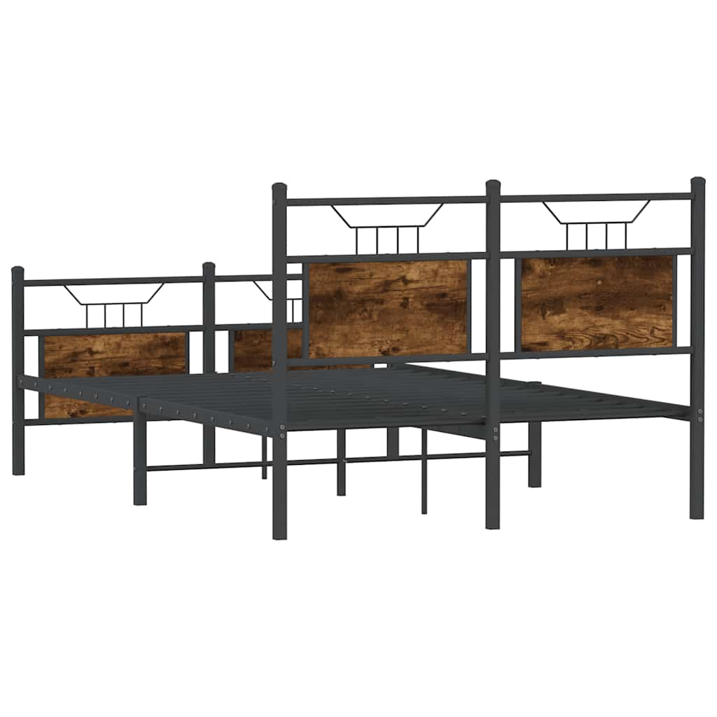 Bed frame without mattress smoked oak 120x200 cm wood material