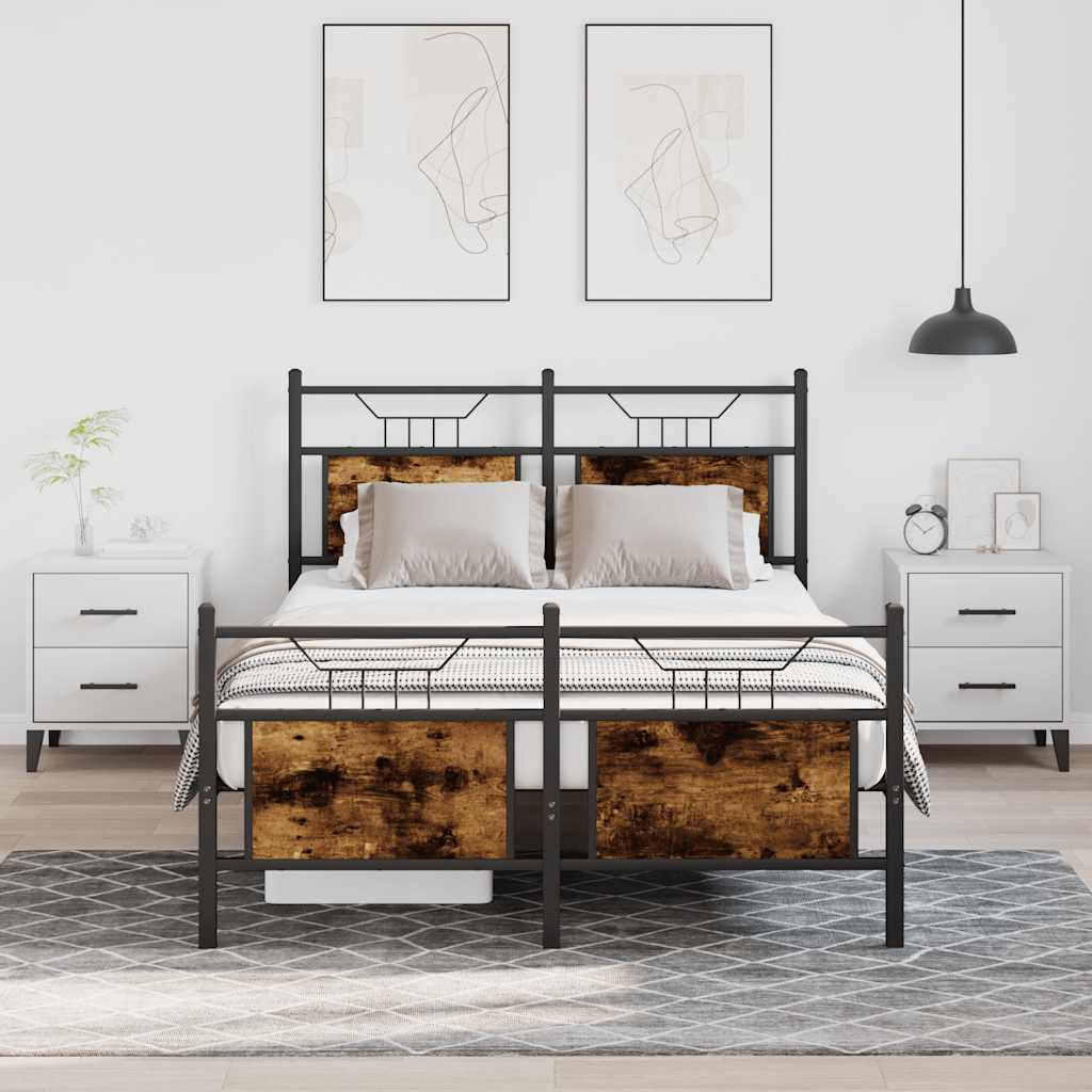 Bed frame without mattress smoked oak 120x200 cm wood material