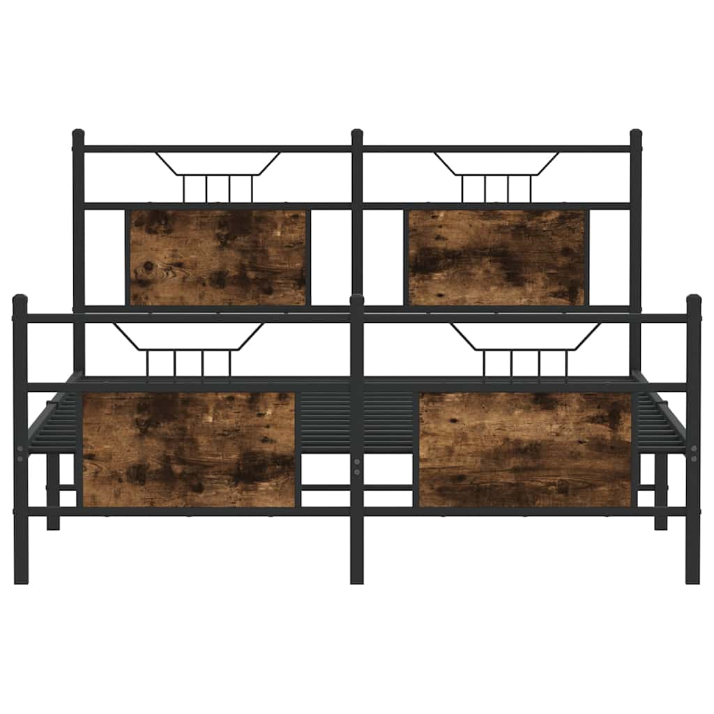 Bed frame without mattress smoked oak 137x190 cm wood material