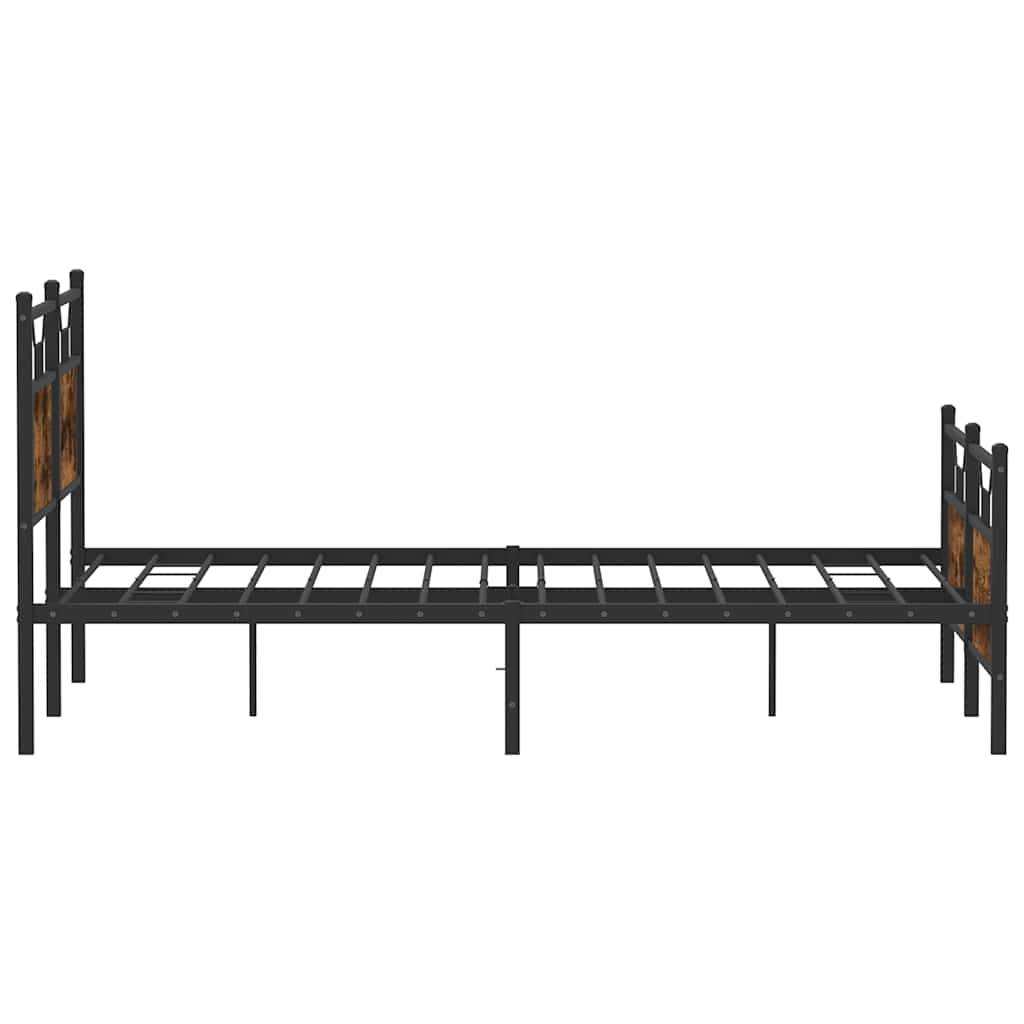 Bed frame without mattress smoked oak 137x190 cm wood material