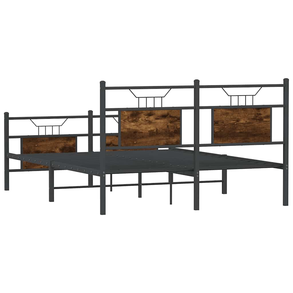 Bed frame without mattress smoked oak 137x190 cm wood material