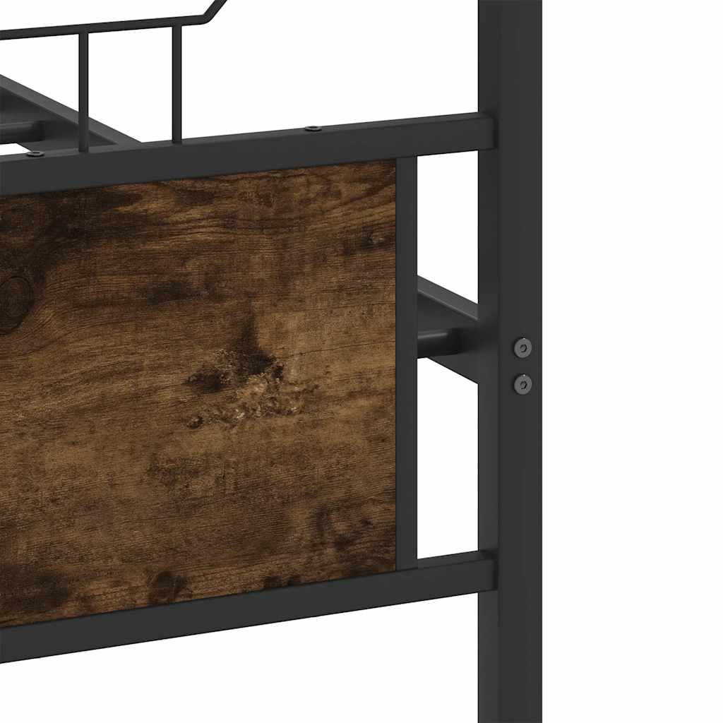 Bed frame without mattress smoked oak 137x190 cm wood material