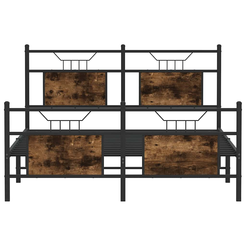 Bed frame without mattress smoked oak 140x200 cm wood material