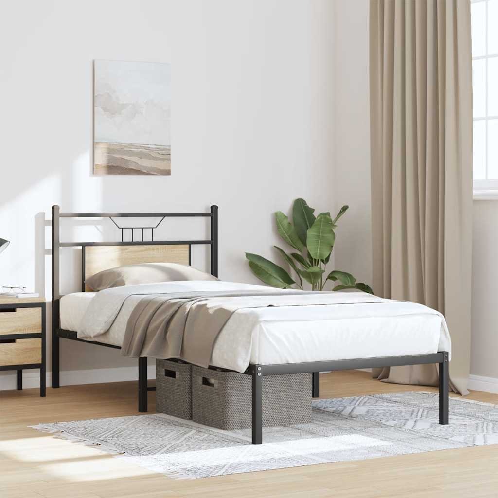 Bed frame without mattress Sonoma oak 80x200 cm wood material