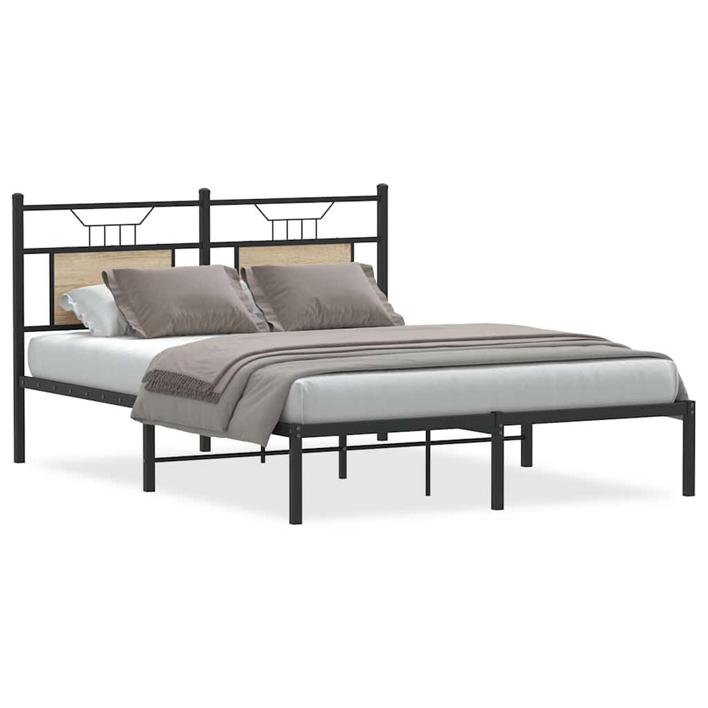 Bed frame without mattress Sonoma oak 137x190 cm wood material