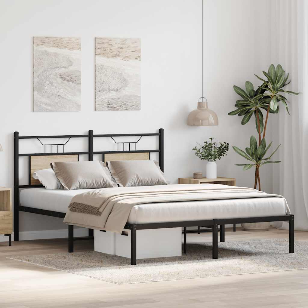 Bed frame without mattress Sonoma oak 137x190 cm wood material