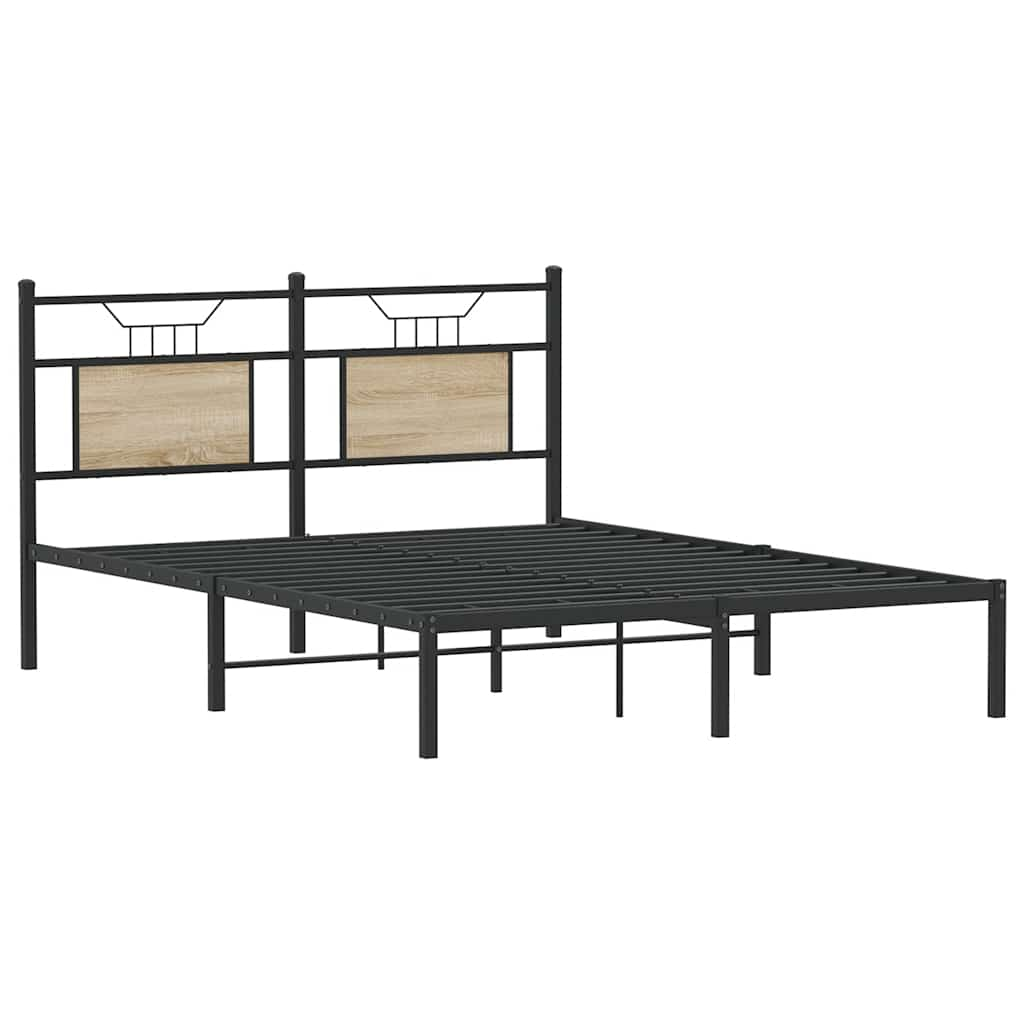 Bed frame without mattress Sonoma oak 137x190 cm wood material