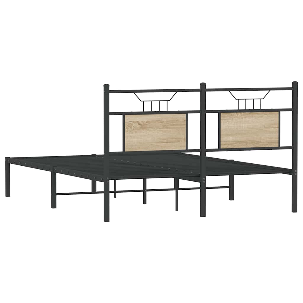 Bed frame without mattress Sonoma oak 137x190 cm wood material