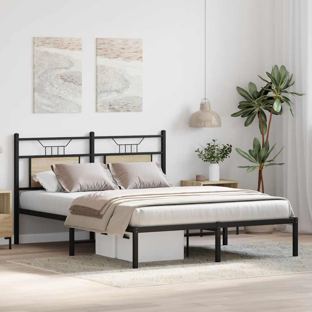 Bed frame without mattress Sonoma oak 140x190 cm wood material