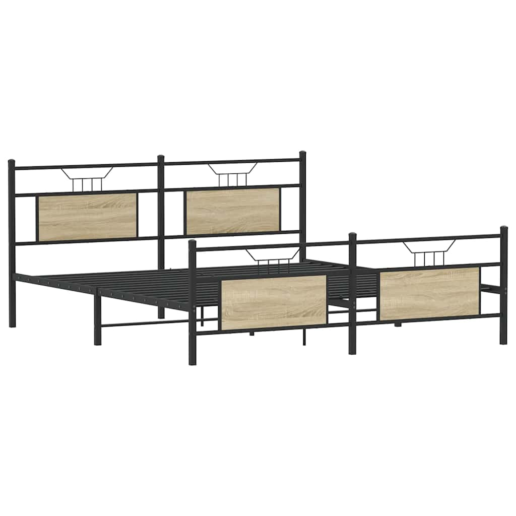 Bed frame without mattress Sonoma oak 140x200 cm wood material