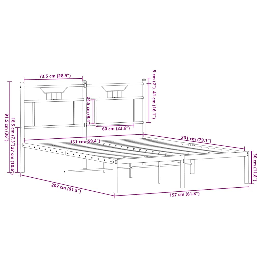 Bettgestell ohne Matratze Sonoma-Eiche 150x200 cm Holzwerkstoff