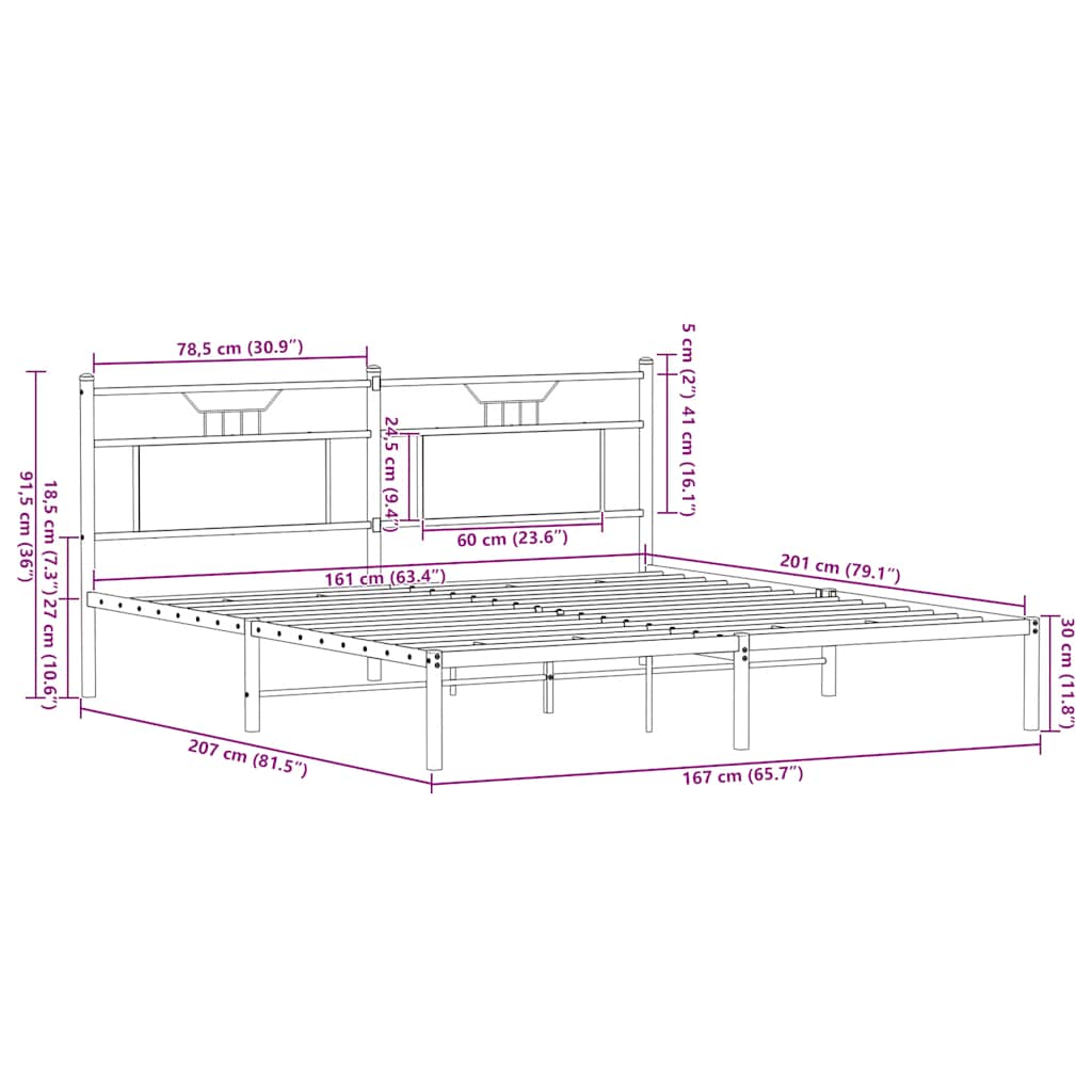 Bettgestell ohne Matratze Sonoma-Eiche 160x200 cm Holzwerkstoff