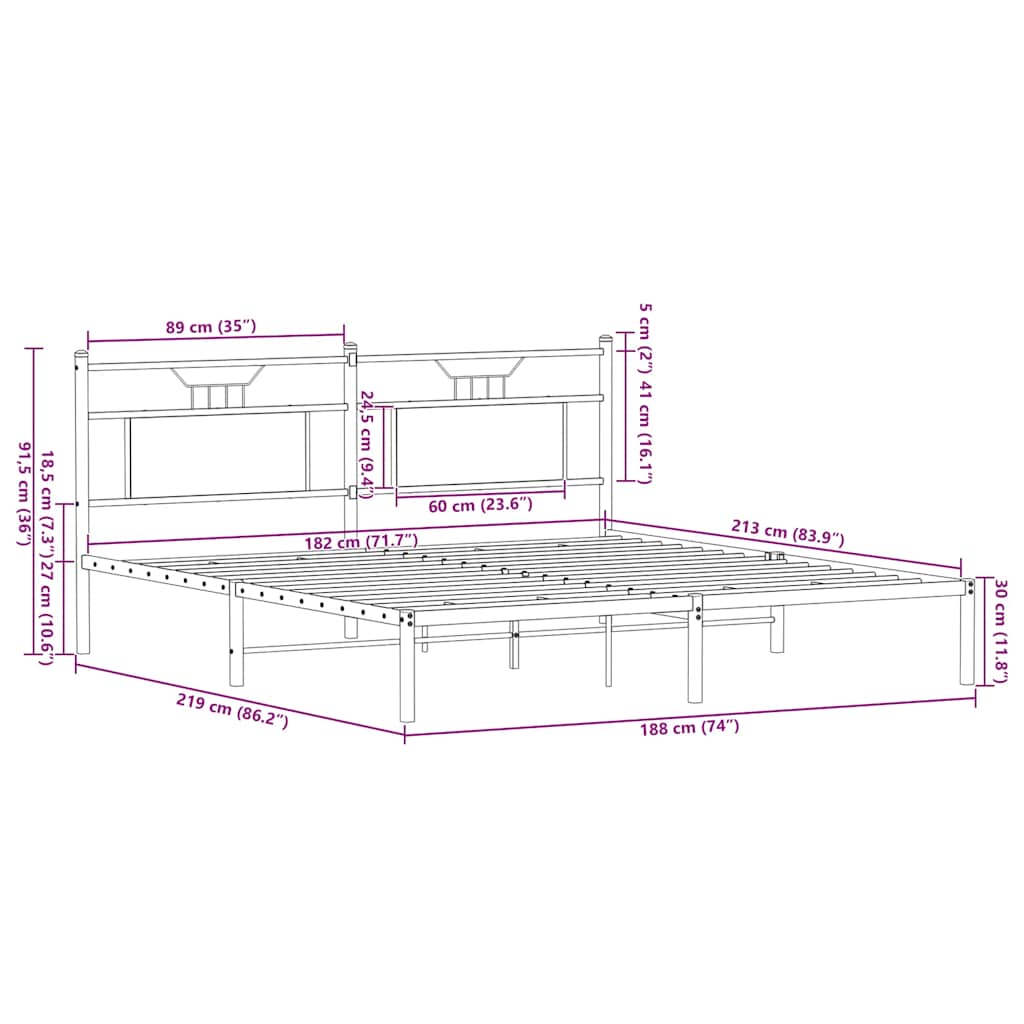 Bettgestell ohne Matratze Sonoma-Eiche 183x213 cm Holzwerkstoff