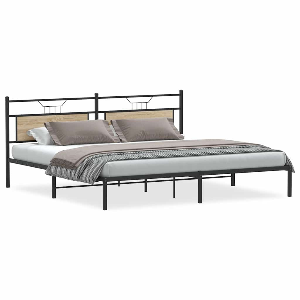 Bed frame without mattress Sonoma oak 193x203 cm wood material