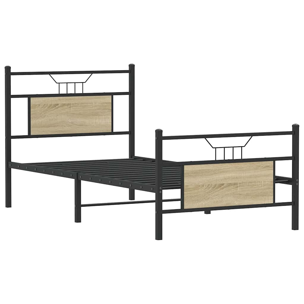 Bed frame without mattress Sonoma oak 90x200 cm wood material