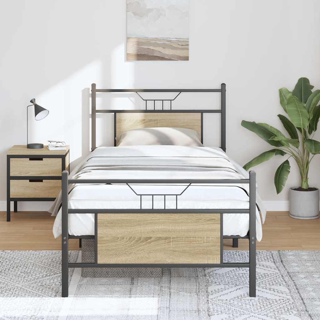 Bed frame without mattress Sonoma oak 90x200 cm wood material