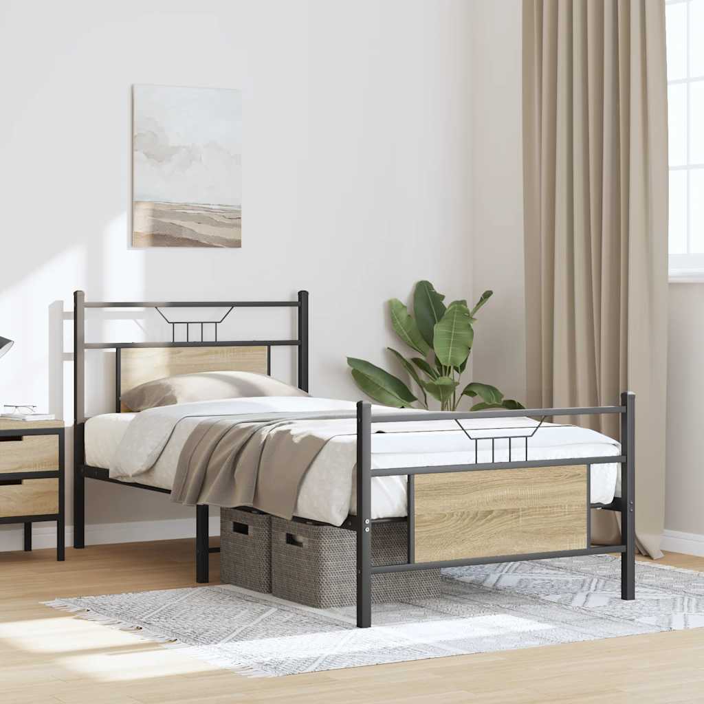 Bed frame without mattress Sonoma oak 90x200 cm wood material