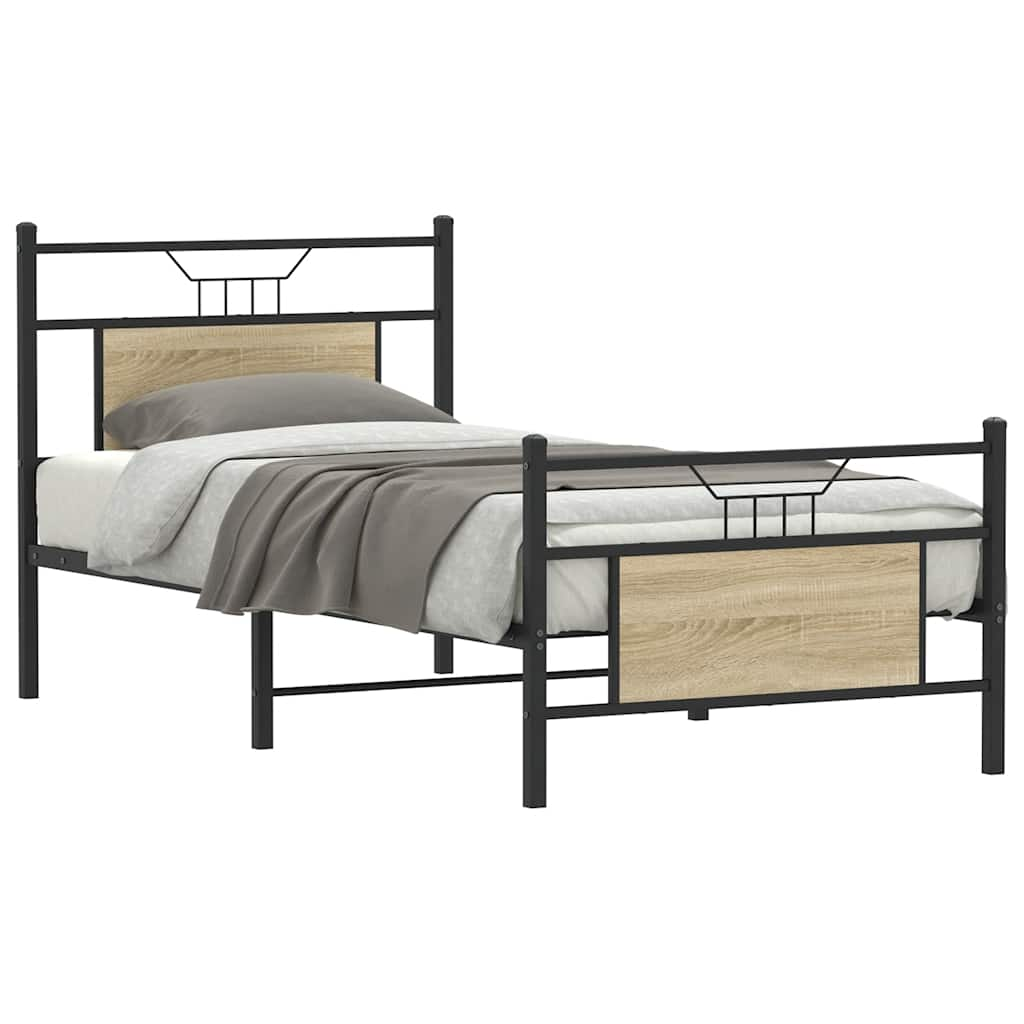 Bed frame without mattress Sonoma oak 90x200 cm wood material