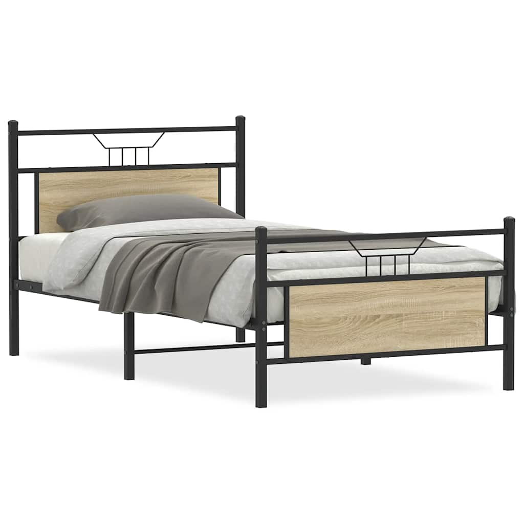 Bed frame without mattress Sonoma oak 100x190 cm wood material