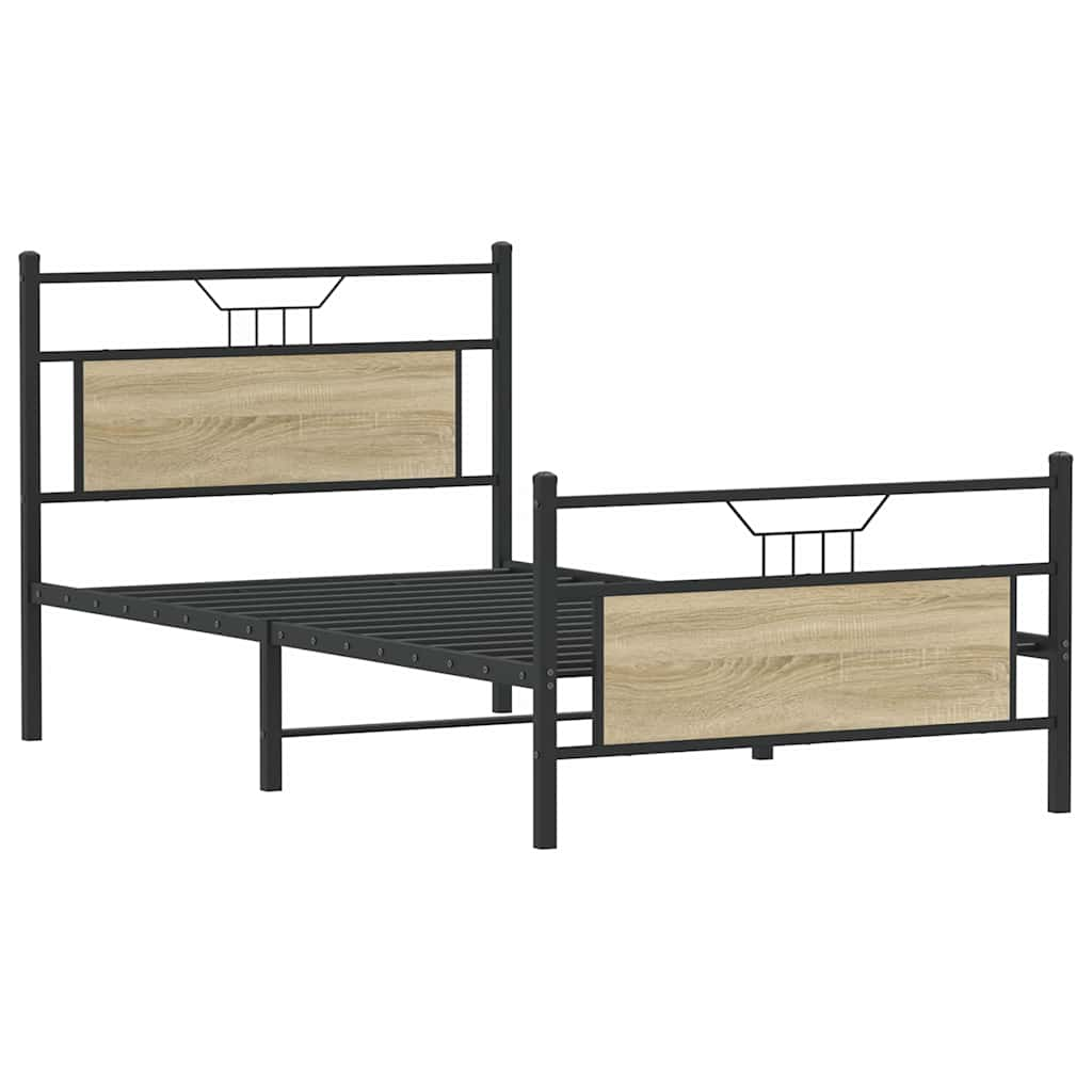 Bed frame without mattress Sonoma oak 100x190 cm wood material