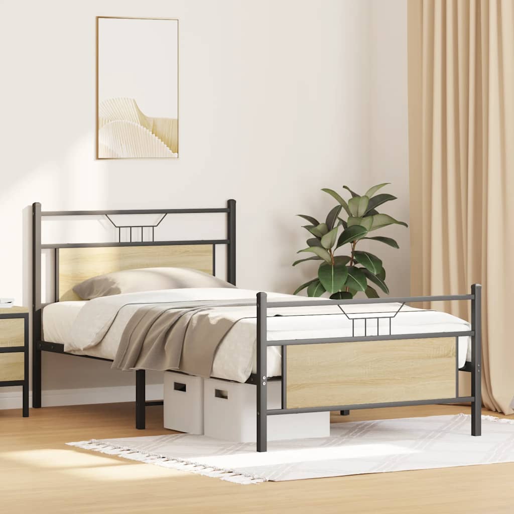 Bed frame without mattress Sonoma oak 100x190 cm wood material