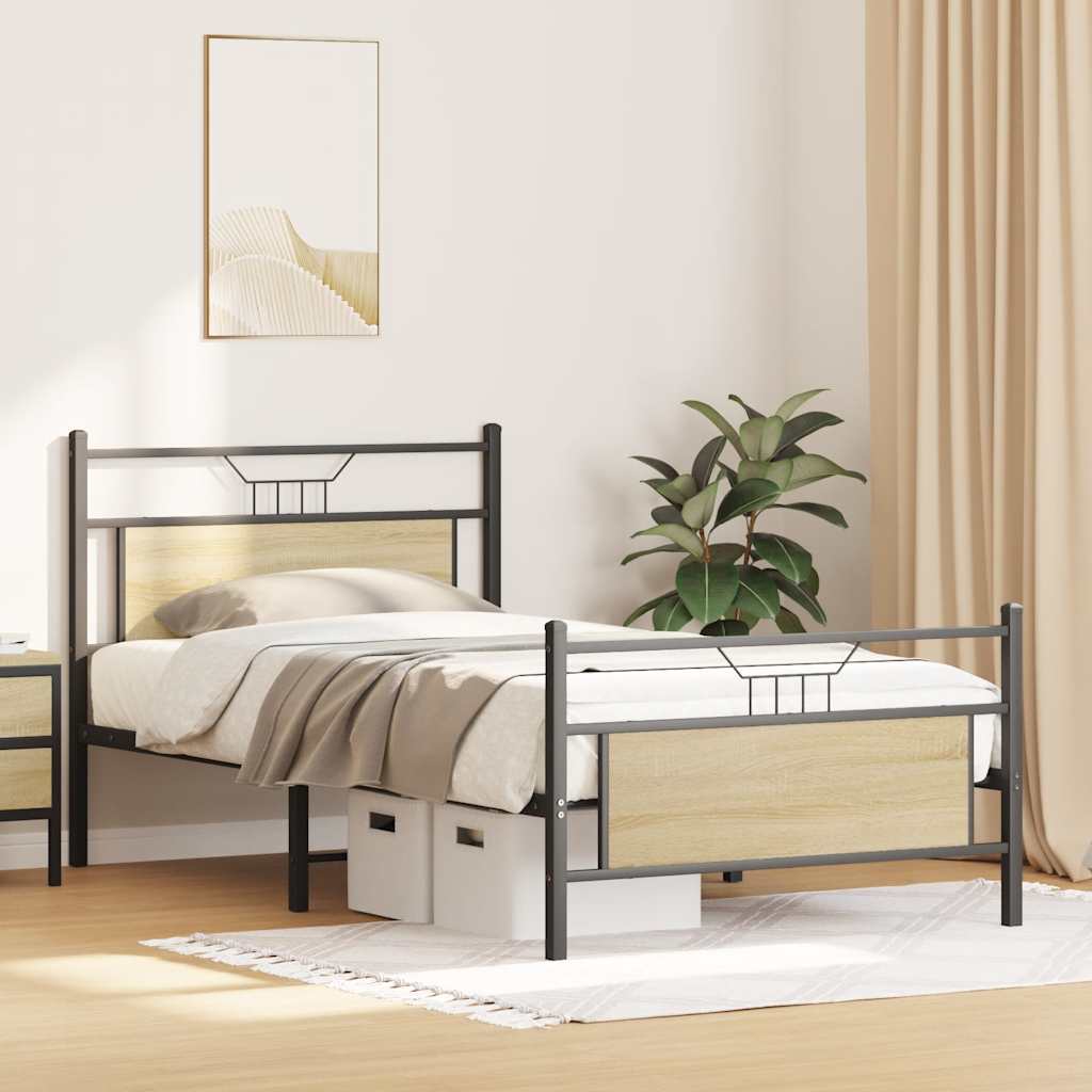 Bed frame without mattress Sonoma oak 100x200 cm wood material