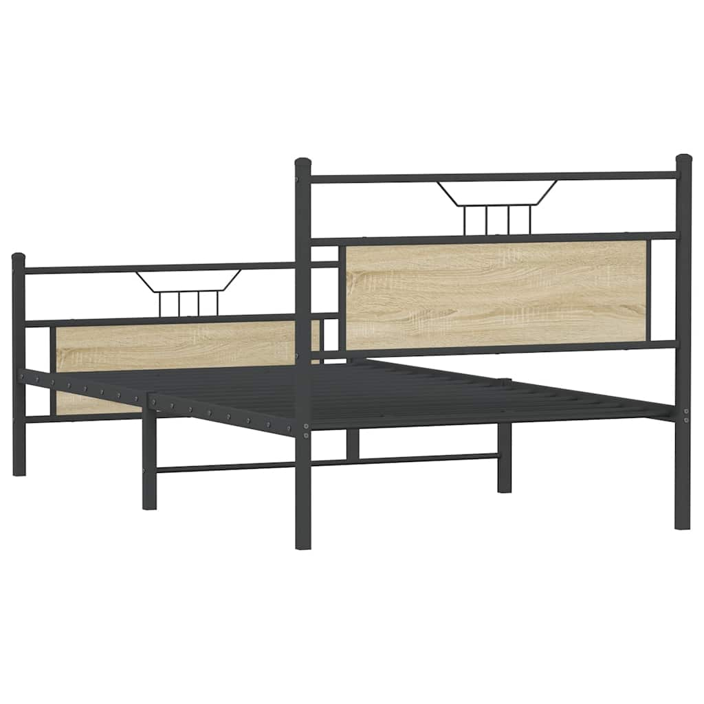 Bed frame without mattress Sonoma oak 100x200 cm wood material