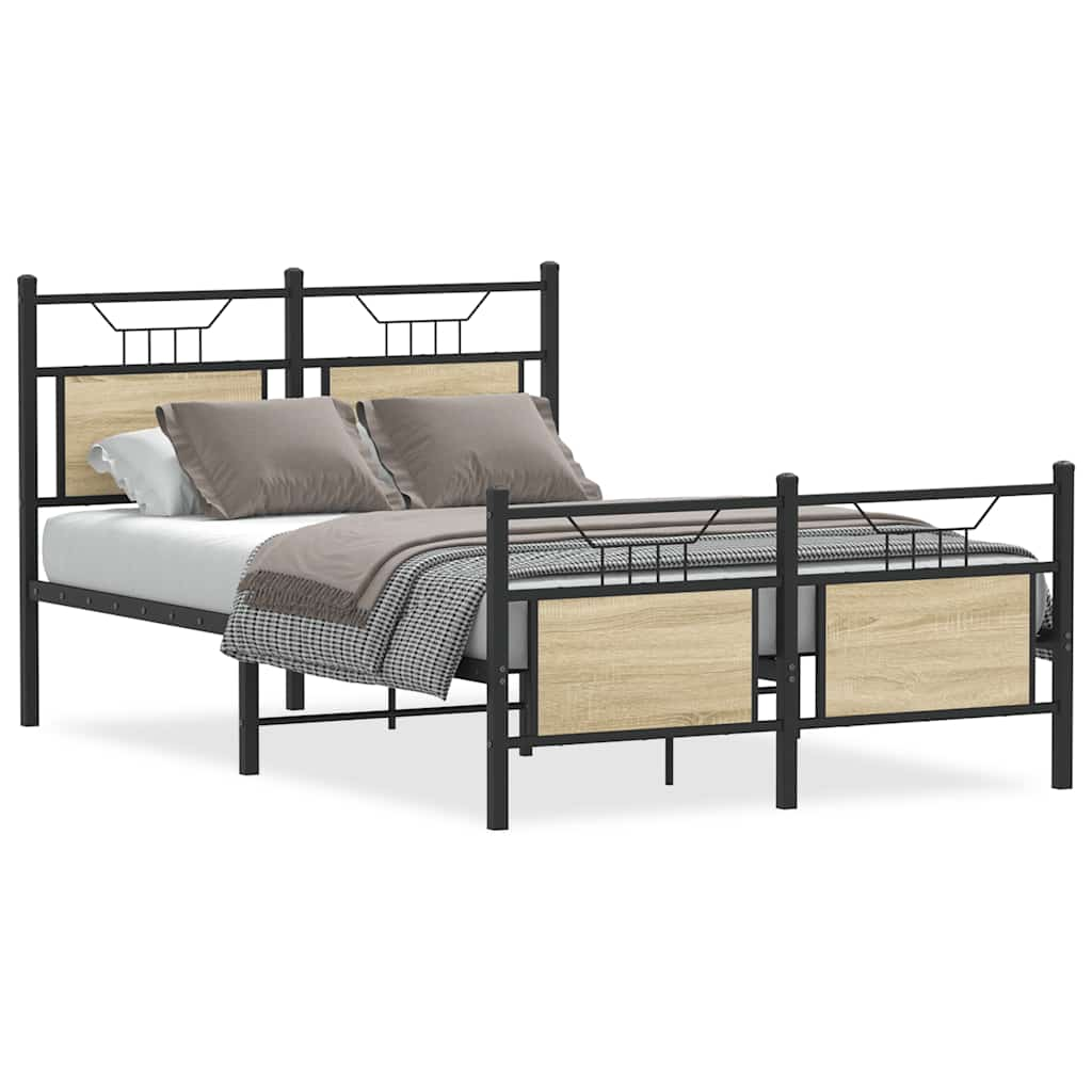 Bed frame without mattress Sonoma oak 120x190 cm wood material