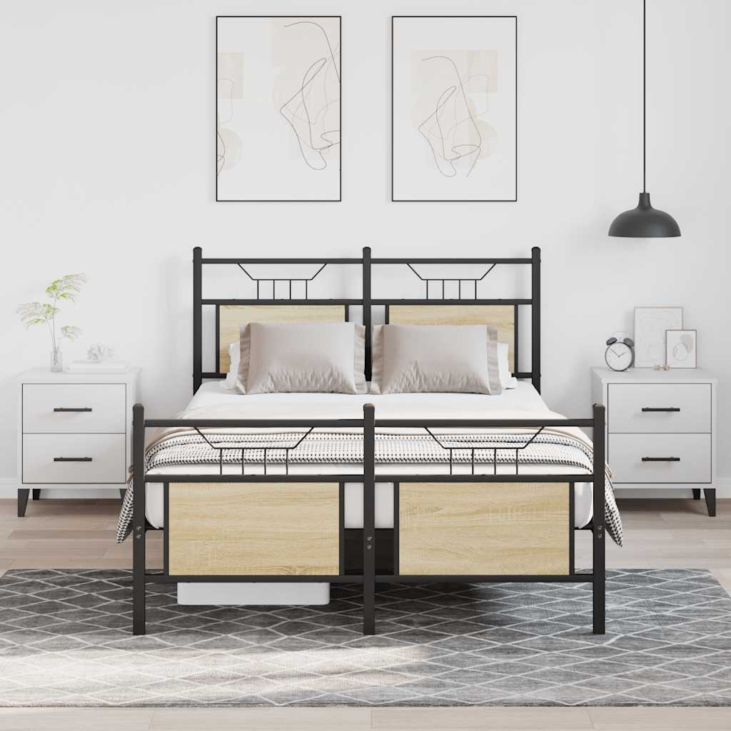 Bed frame without mattress Sonoma oak 120x190 cm wood material