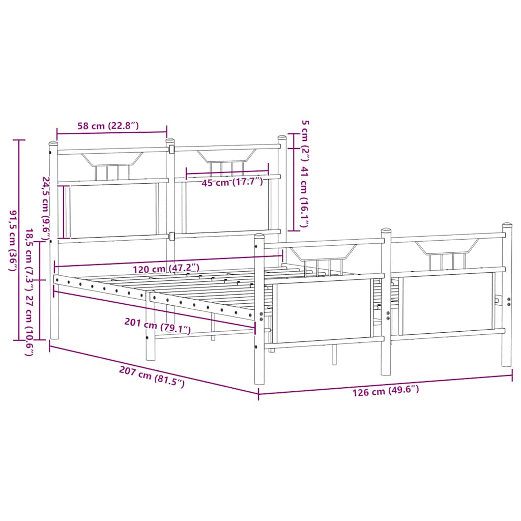 Bettgestell ohne Matratze Sonoma-Eiche 120x200 cm Holzwerkstoff