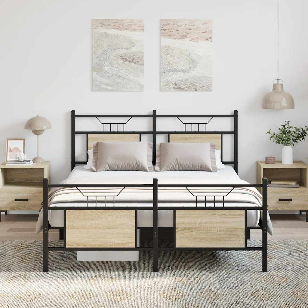 Bed frame without mattress Sonoma oak 140x190 cm wood material