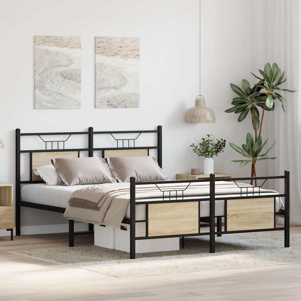 Bed frame without mattress Sonoma oak 140x190 cm wood material