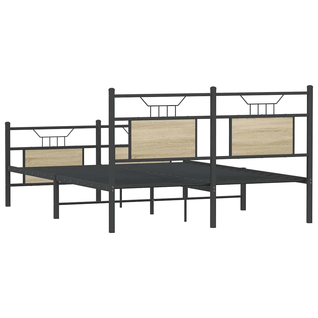 Bed frame without mattress Sonoma oak 140x190 cm wood material