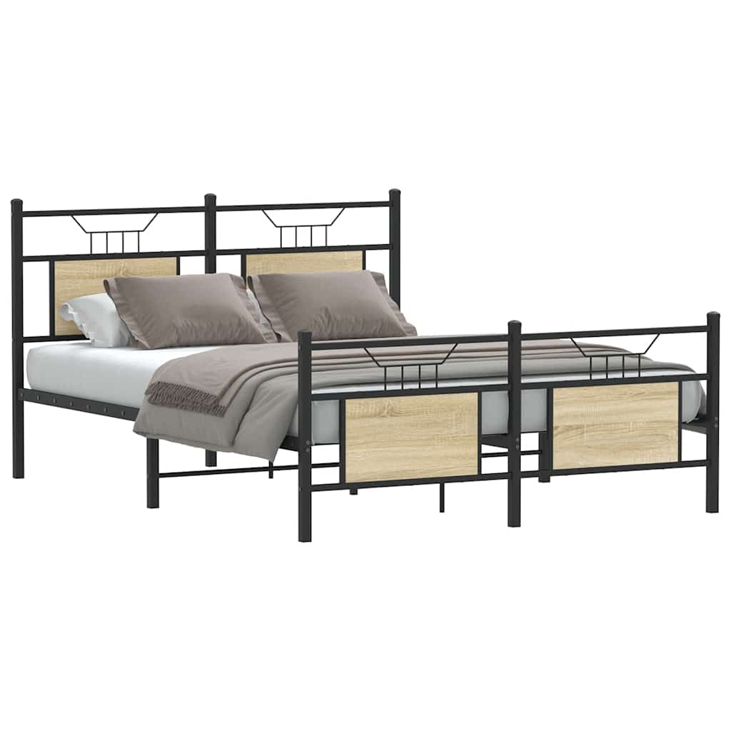 Bed frame without mattress Sonoma oak 140x190 cm wood material