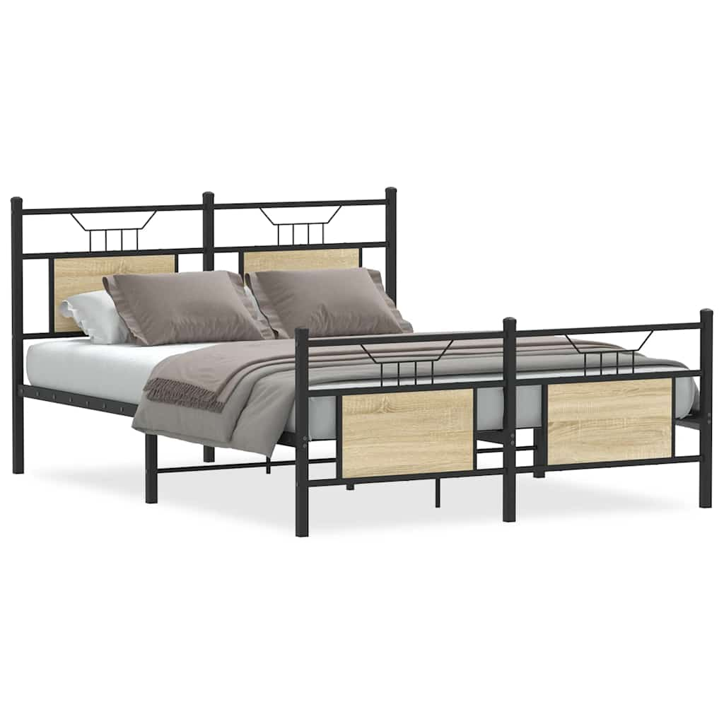 Bed frame without mattress Sonoma oak 150x200 cm wood material