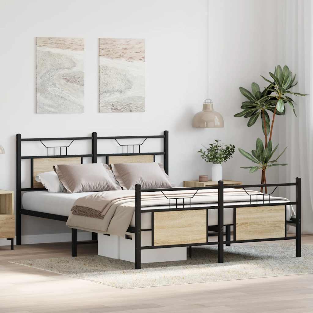 Bed frame without mattress Sonoma oak 150x200 cm wood material