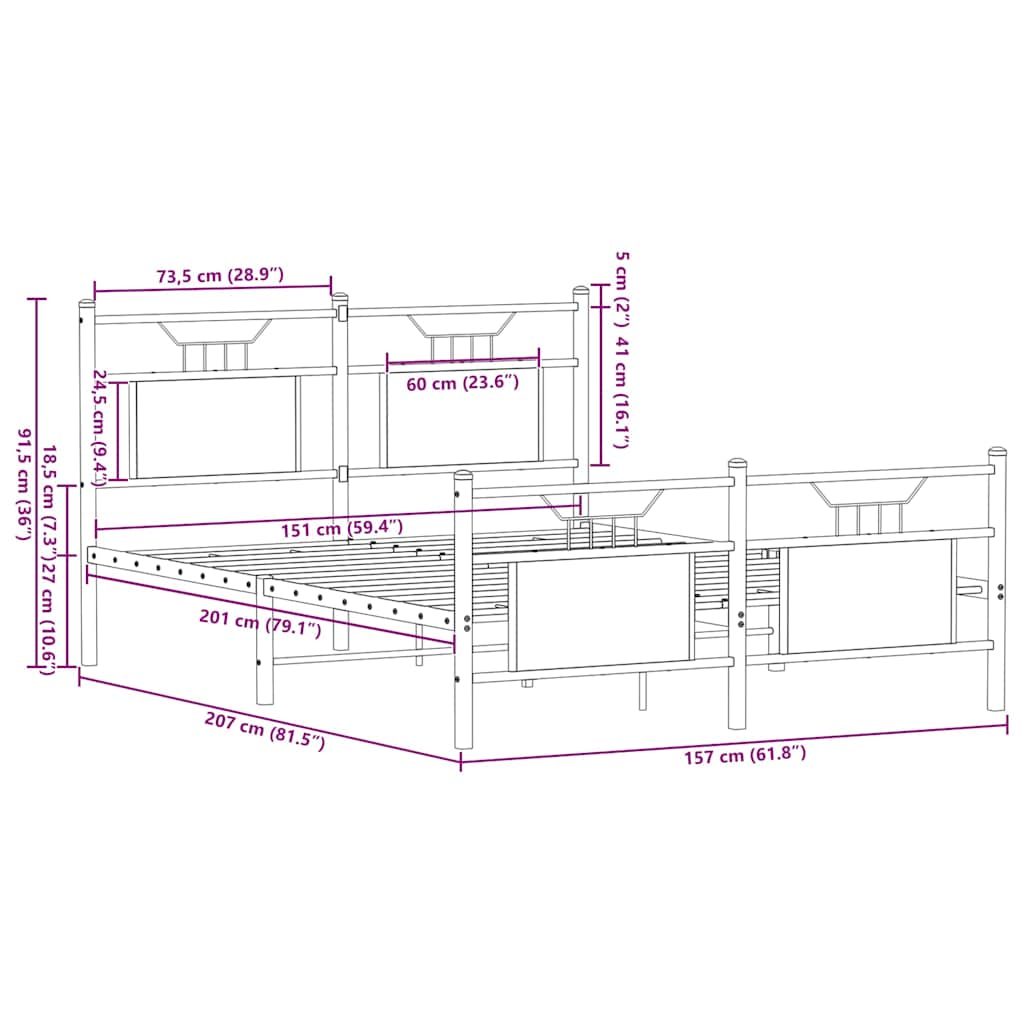 Bettgestell ohne Matratze Sonoma-Eiche 150x200 cm Holzwerkstoff