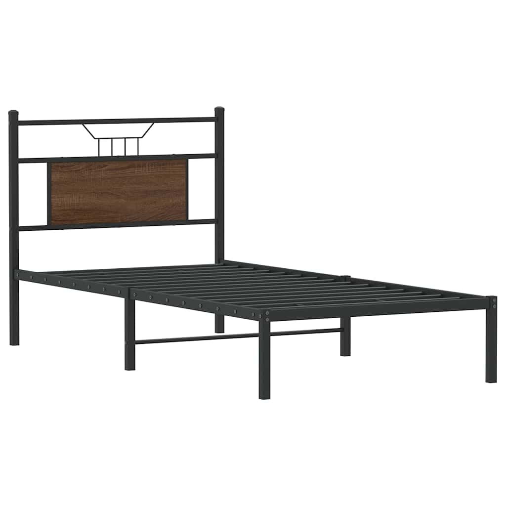 Bed frame without mattress brown oak 80x200 cm wood material