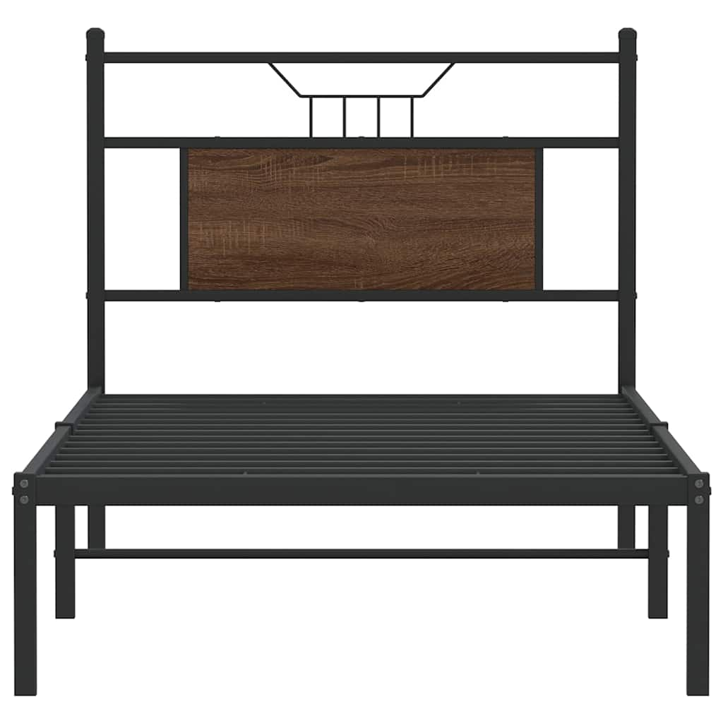 Bed frame without mattress brown oak 80x200 cm wood material