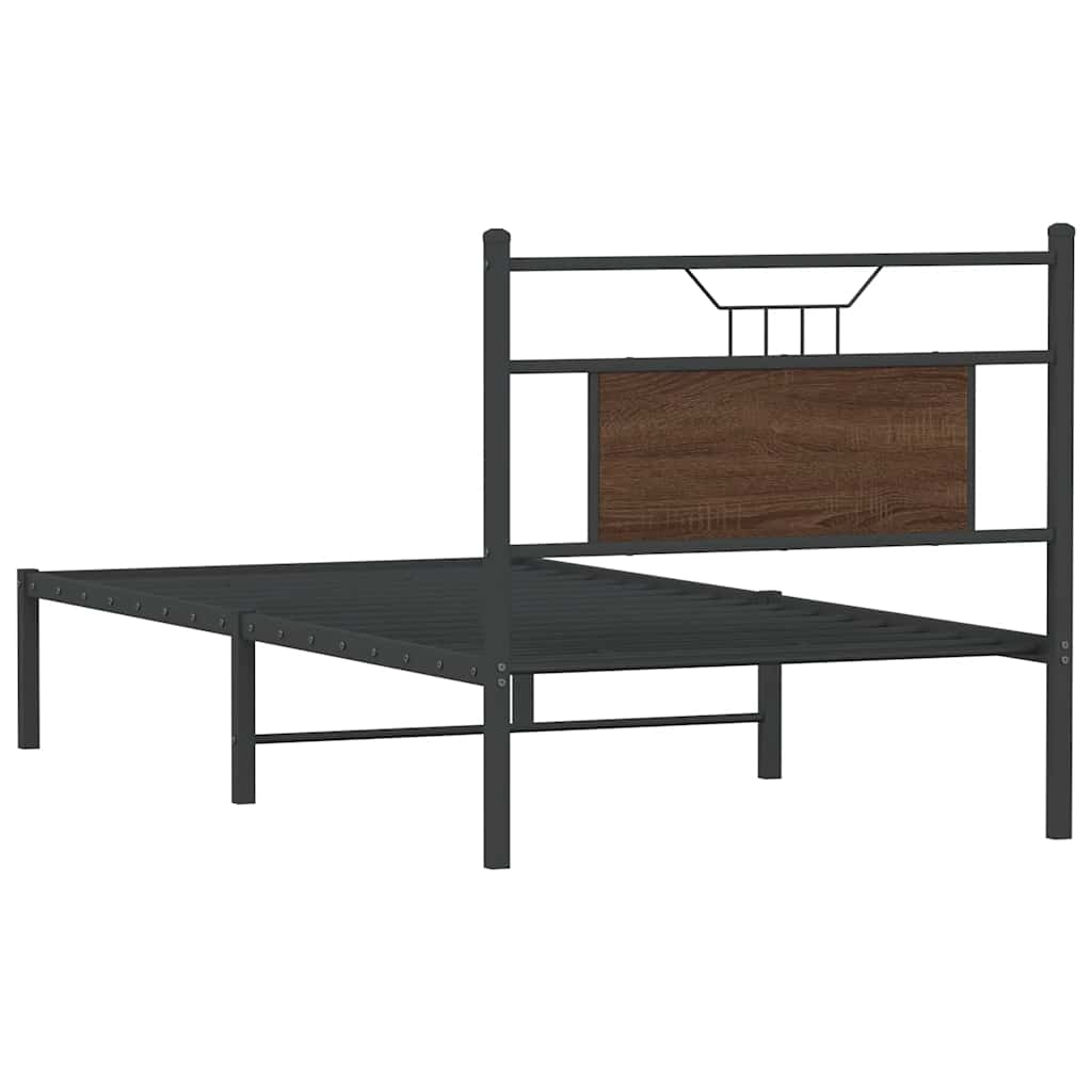 Bed frame without mattress brown oak 80x200 cm wood material